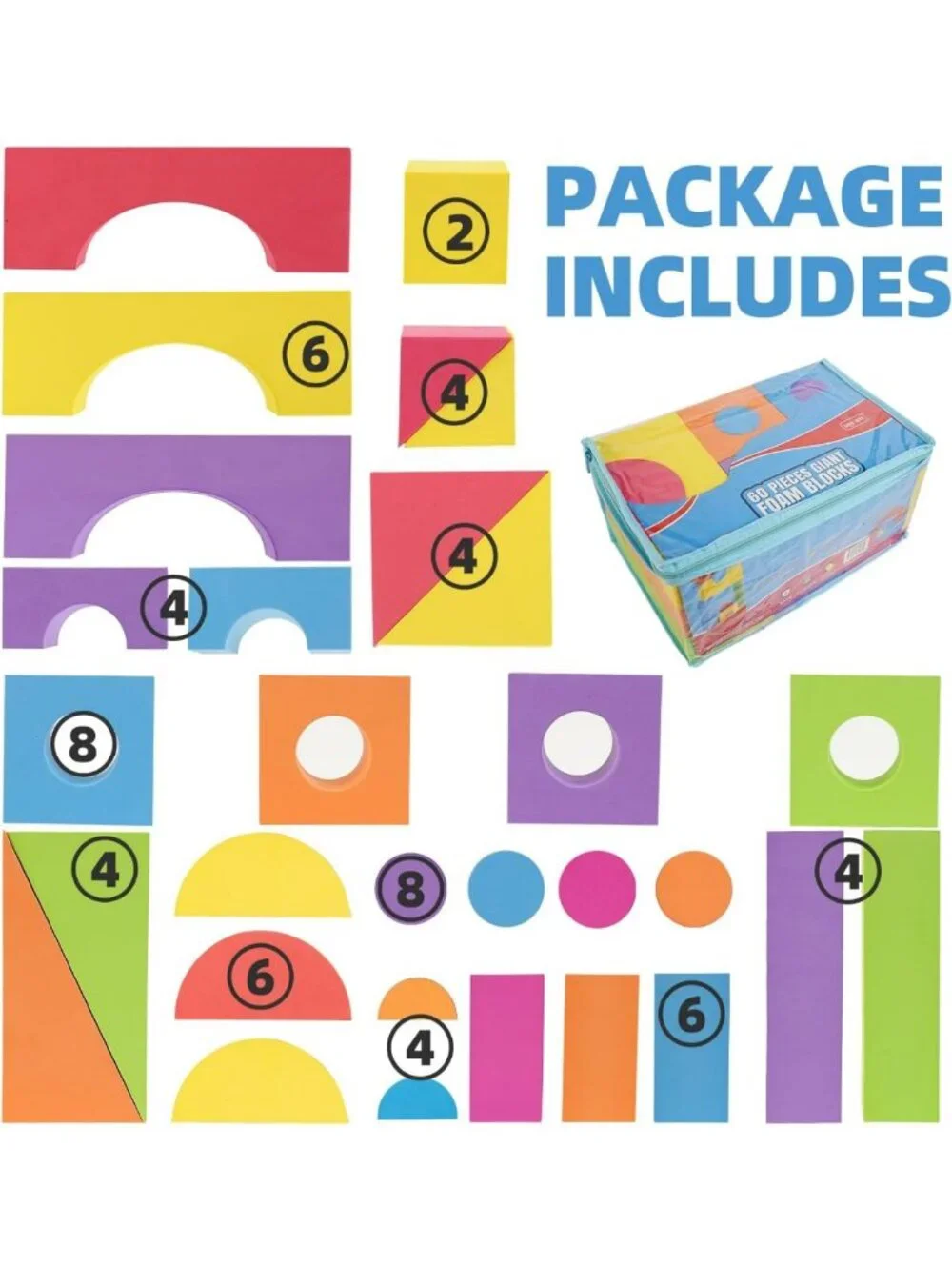 Large Foam Building Blocks Set for Toddlers, Non-Toxic Stacking Toy, 30 Pieces